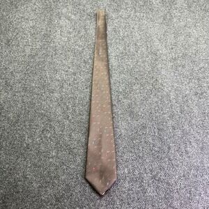 Vintage Austin Manor Necktie Brown Geometric Micro Print Woven Jacquard Tie